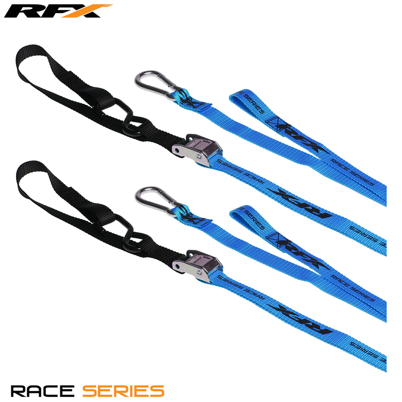 Sangles d'arrimage RFX série 1.0 Race (Bleu/Noir) avec boucle supplémentaire et mousqueton 