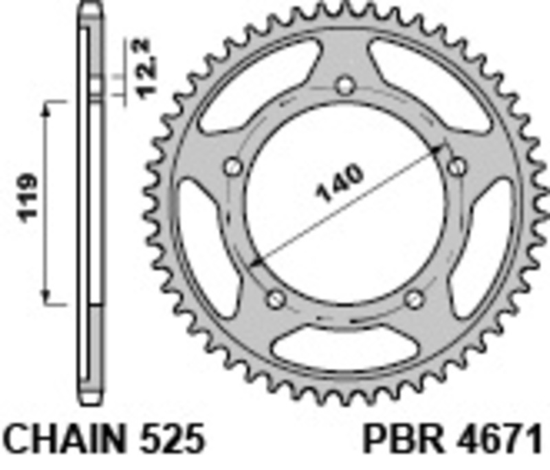 Couronne PBR acier C45 standard 4671 - 525 