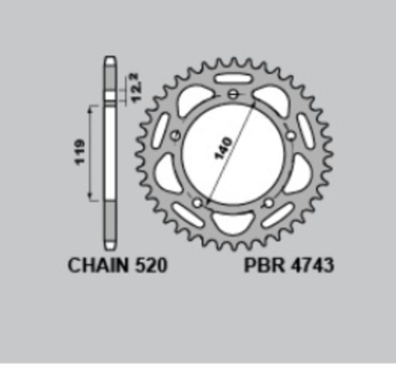 Couronne PBR aluminium ultra-light anodisé dur 4743 - 520 