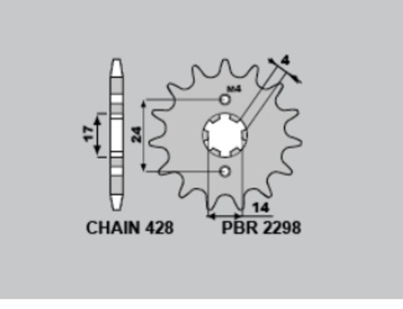 Pignon PBR acier standard 2298 - 428 