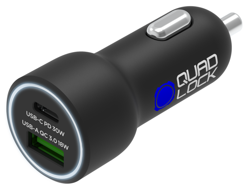 Chargeur allume-cigare QUAD LOCK double USB (C+A) 48W 