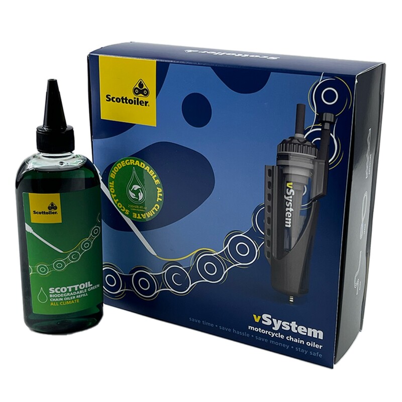 Graisseur de chaîne électronique SCOTTOILER + lubrifiant vert biodégradable 