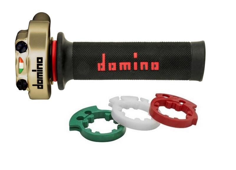 Poignée de gaz DOMINO XM2 Racing avec revêtements A450 - or/noir 
