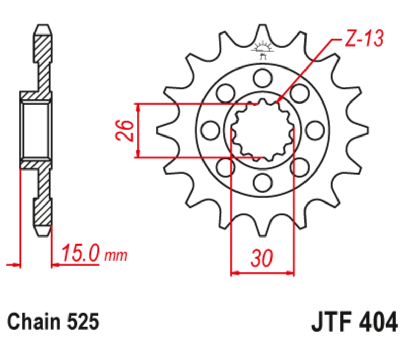 Pignon avec gomme anti-bruit JT SPROCKETS acier standard 404 - 525 