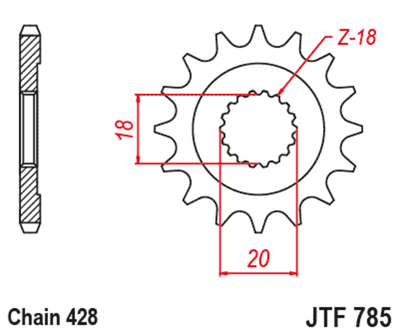 Pignon JT SPROCKETS acier standard 785 - 428 