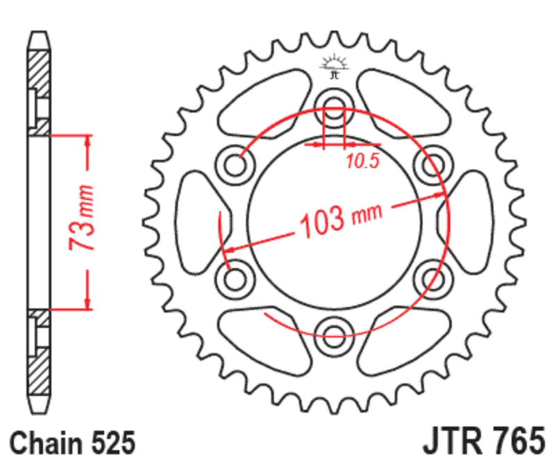 Couronne JT SPROCKETS acier standard 765 - 525 