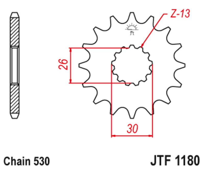 Pignon JT SPROCKETS acier anti-bruit 1180 - 530 