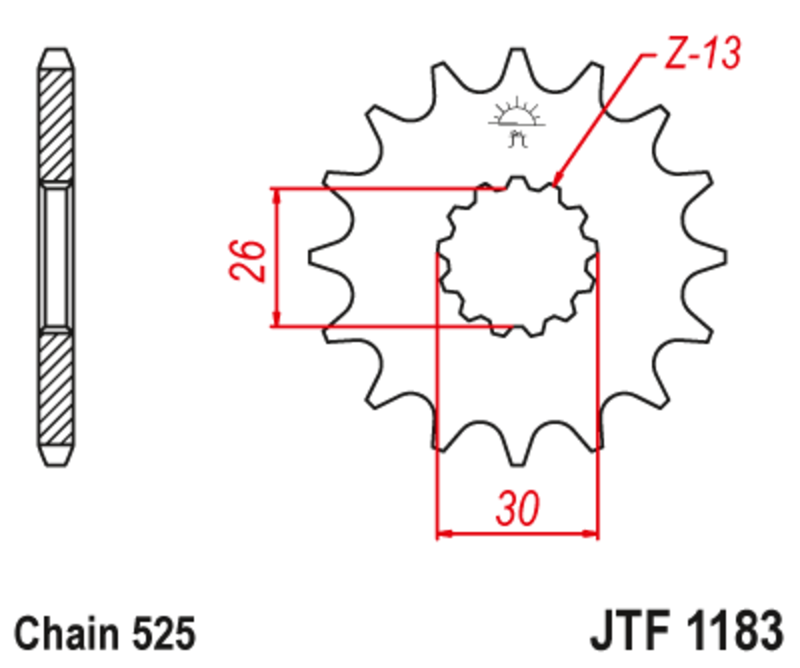 Pignon JT SPROCKETS acier anti-bruit 1183 - 525 