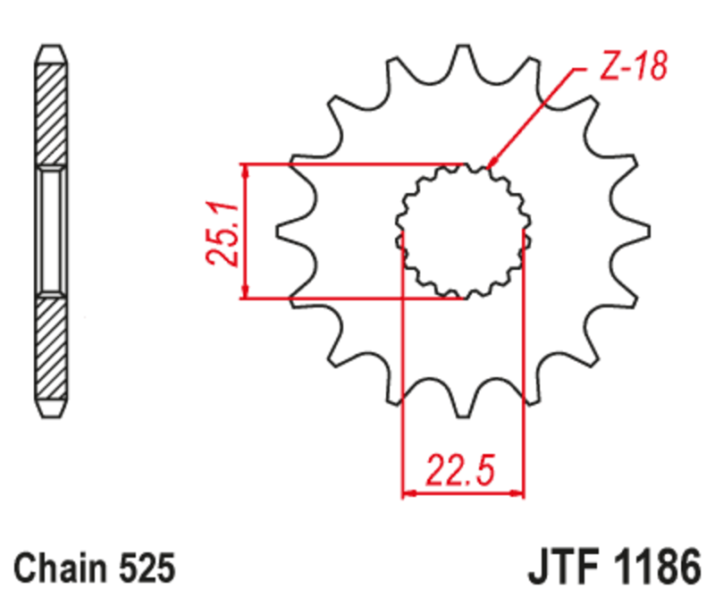 Pignon JT SPROCKETS acier anti-bruit 1186 - 525 