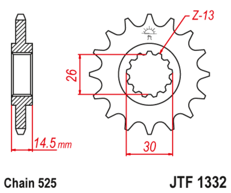 Pignon JT SPROCKETS acier anti-bruit 1332 - 525