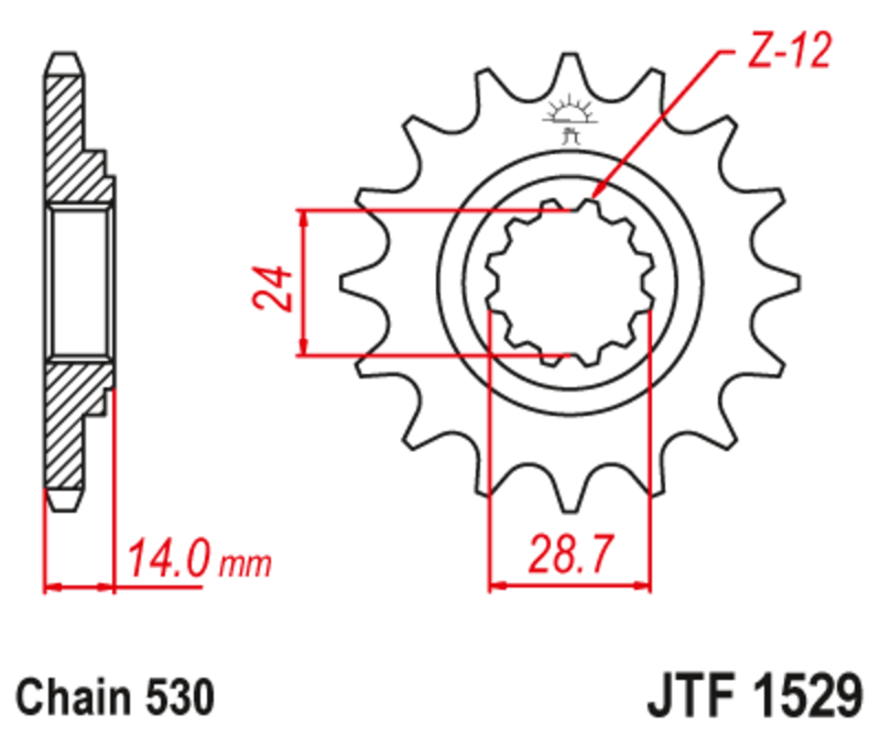 Pignon JT SPROCKETS acier anti-bruit 1529 - 525 