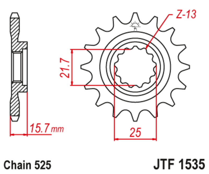 Pignon JT SPROCKETS acier anti-bruit 1535 - 525 
