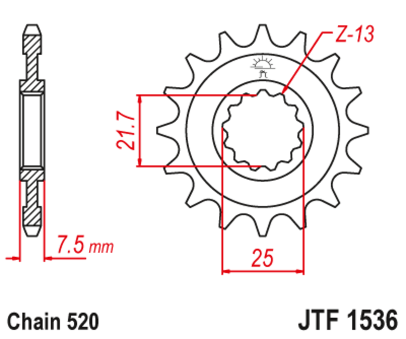 Pignon JT SPROCKETS acier anti-bruit 1536 - 520 