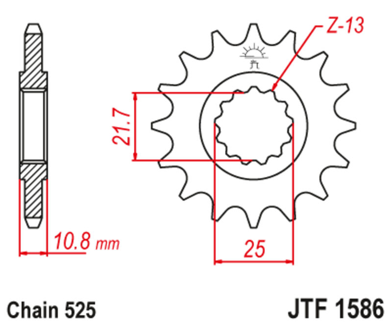 Pignon JT SPROCKETS acier anti-bruit 1586 - 525 