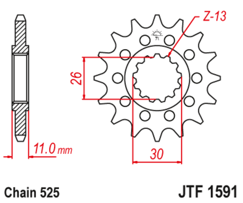 Pignon JT SPROCKETS Acier Anti-bruit 159 - 525