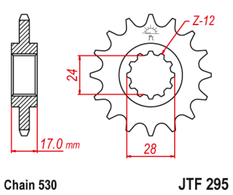 Pignon JT SPROCKETS acier anti-bruit 295 - 525 