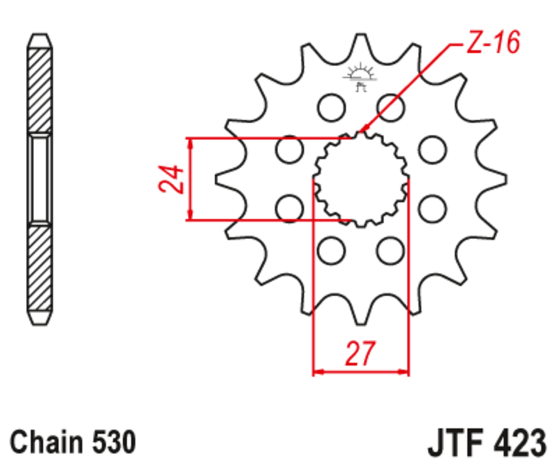 Pignon JT SPROCKETS acier anti-bruit 423 - 530 
