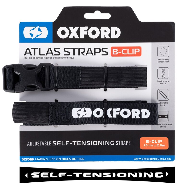 Sangle B Clip OXFORD Atlas 26mm x 2.0M noir (paire) 