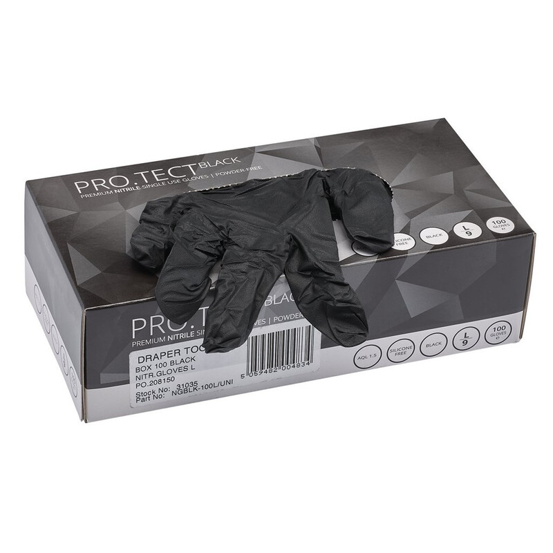 Gants en nitrile DRAPER noir - (100 pièces) 