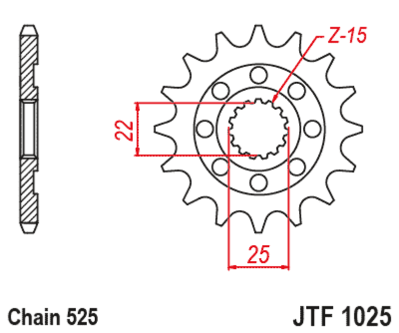 Pignon JT SPROCKETS acier standard 1025 - 525 