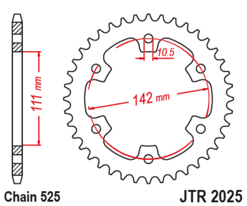 Couronne JT SPROCKETS acier standard 2025 - 525 
