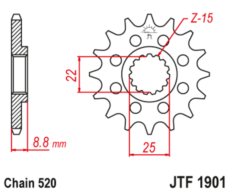 Pignon JT SPROCKETS acier standard 1901 - 520 