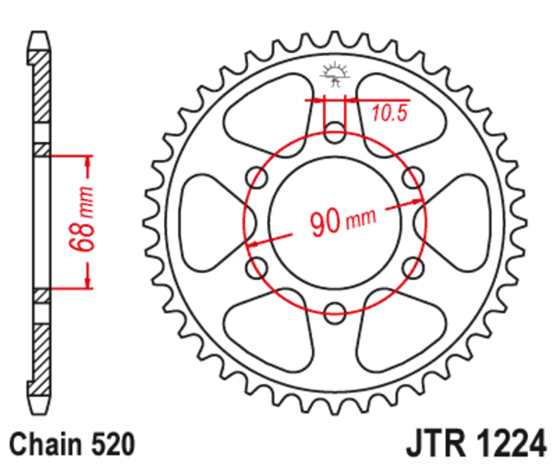 Couronne JT SPROCKETS acier standard 1224 - 520 