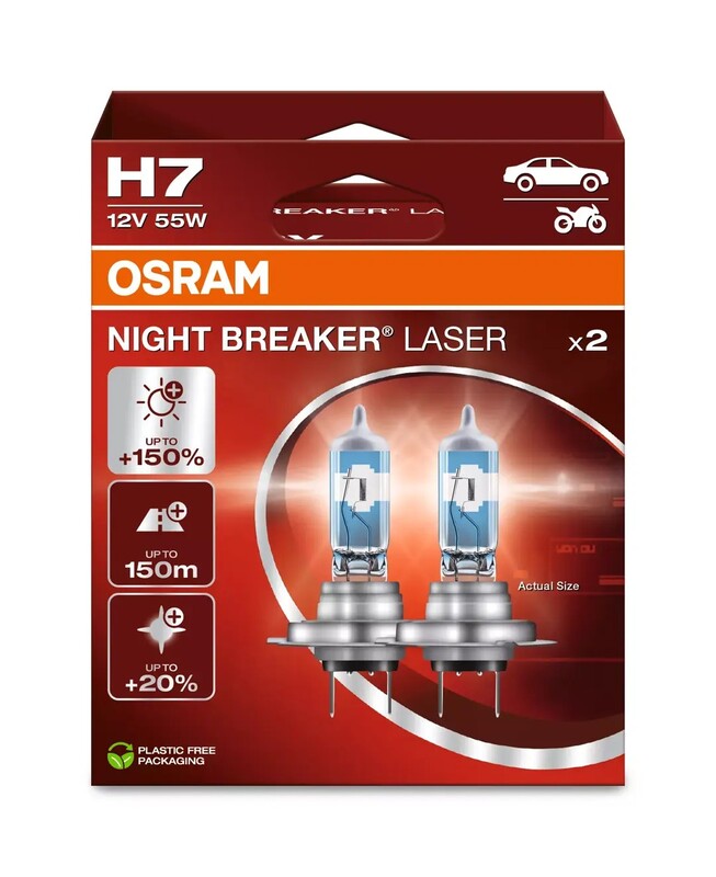 Ampoules OSRAM H7 Night Breaker Laser 12V 55W PX26d - par paire 