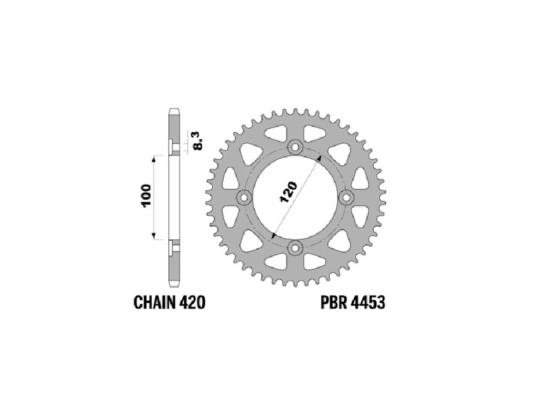 Couronne PBR Racing aluminium ultra-light 4453 - 420 