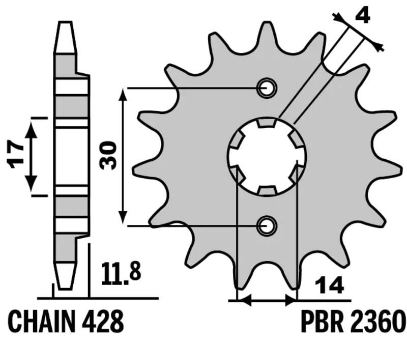 Pignon PBR acier standard 2360 - 428 