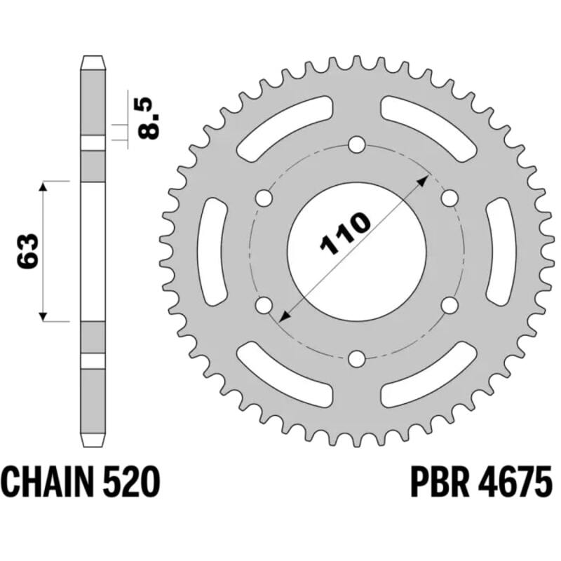 Pignon PBR acier standard 4675 - 520 