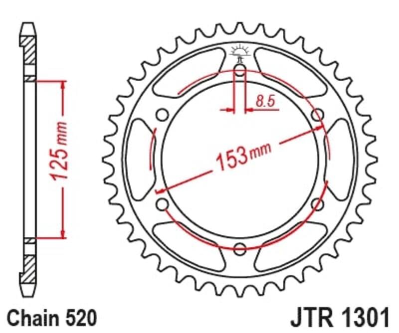 Couronne JT SPROCKETS acier standard 1301 - 520 