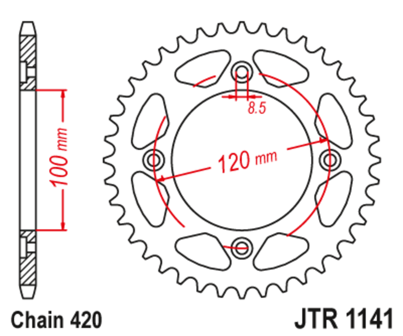 Couronne JT SPROCKETS acier standard 1141 - 420 
