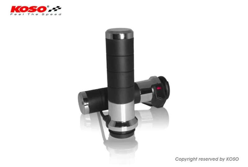 Poignées chauffantes KOSO Titan-X avec interrupteur intégré - chrome 