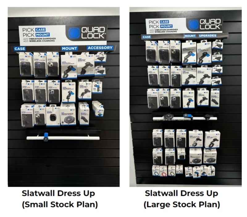 Présentoir type Slatwall QUAD LOCK - anglais 