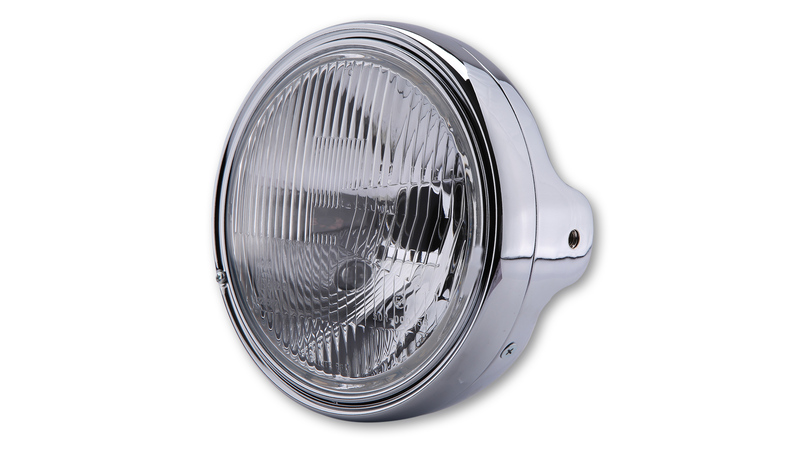 Feu avant LTD H4 HIGHSIDER smart - 7 pouces - verre gaufré - fixation latérale - homologué E - chromé - à l'unité 