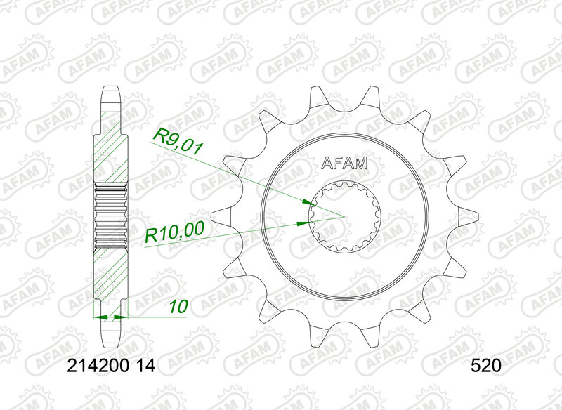 Pignon AFAM acier standard - 520 