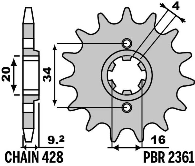 Pignon PBR acier standard 2361 - 428 