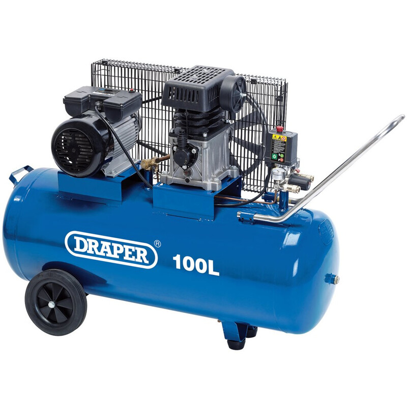 Compresseur d'air à entraînement par courroie DRAPER 100 L - 2,2 kW/3 ch 