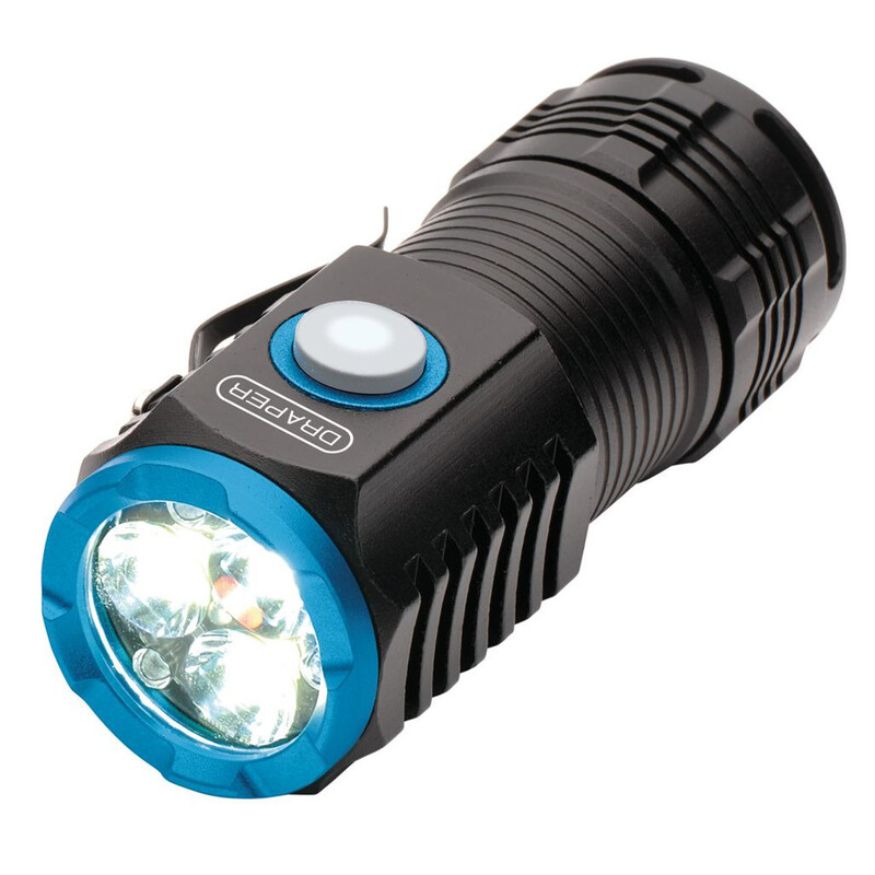 Lampe torche de poche LED rechargeable DRAPER - 3 x 8 W, 1 800 lumens 