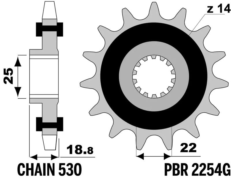 Pignon PBR acier anti-bruit - 530 
