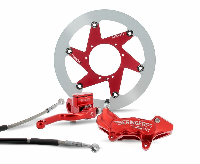 Kit freinage BERINGER Top Race roue 16.5'' étrier Aerotec® axial 6 pistons rouge Honda CR250R/450R 