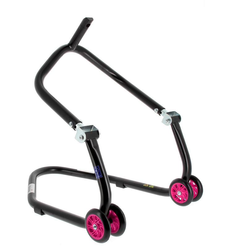 Béquille de stand avant sous té BIHR Home Track noir mat roues rose 
