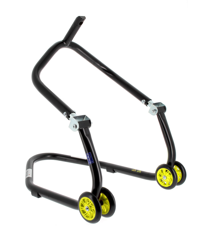 Béquille de stand avant sous té BIHR Home Track noir mat roues jaune 