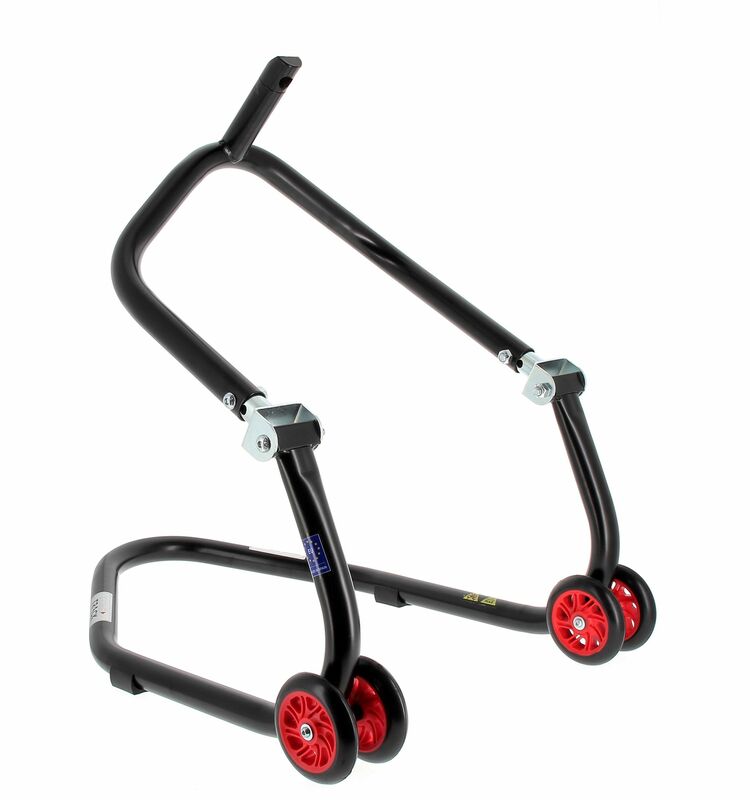 Béquille de stand avant sous té BIHR Home Track noir mat roues rouge 