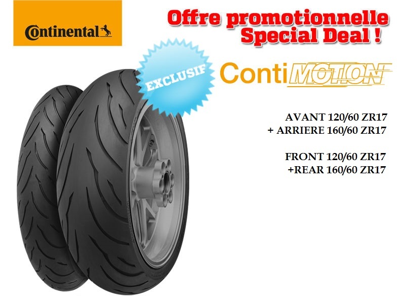 Train de pneus CONTINENTAL ContiMotion (120/60 ZR 17 + 160/60 ZR 17) 