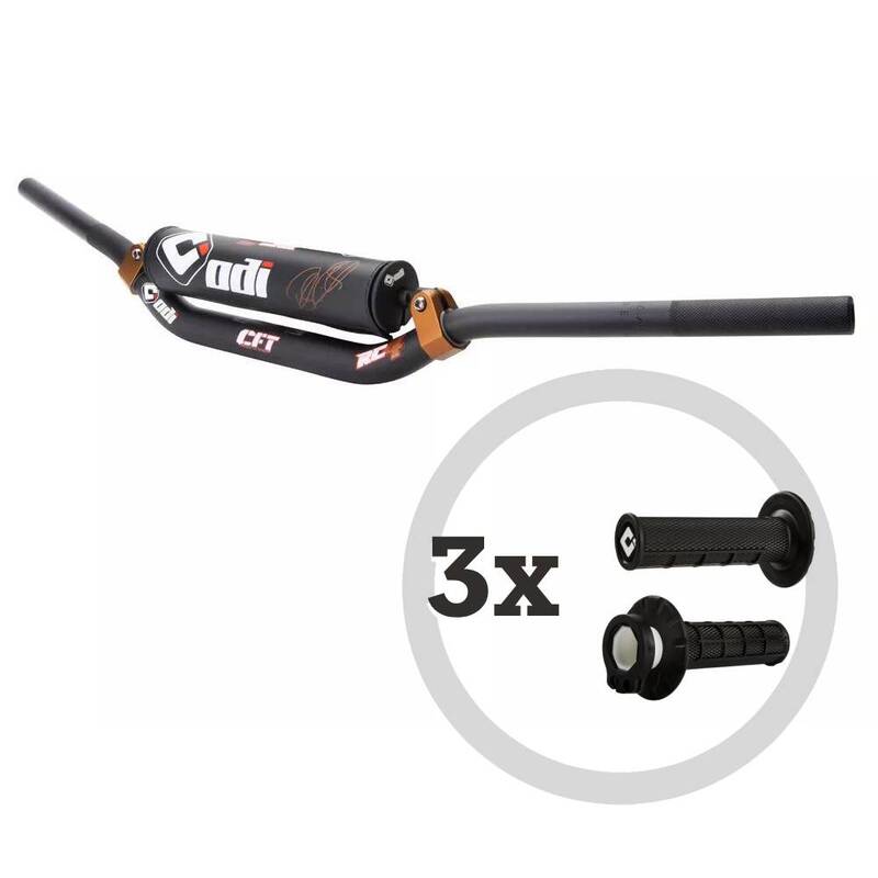 Kit guidon ODI CFT Podium MX + 3 paires de revêtements MX V2 Lock-On semi-gaufrés 
