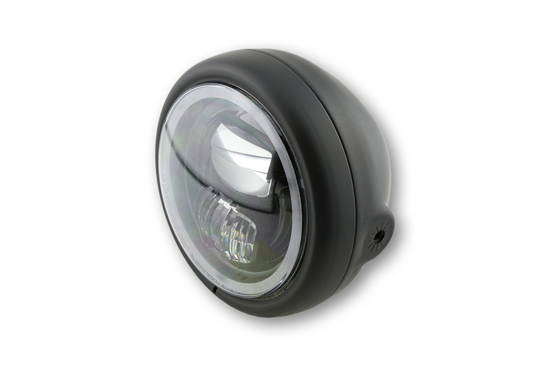 Feu avant LED HIGHSIDER pro Pecos Type 7 - 5 3/4 pouces - fixation latérale - avec feu de stationnement Ring - noir 
