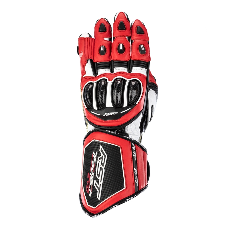 Gants RST TracTech Evo 4 cuir - rouge/blanc/noir 