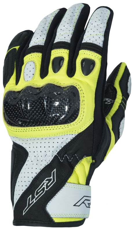 Gants RST Stunt 3 CE cuir/textile - jaune fluo 